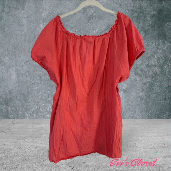 Faded Glory Women's Short Sleeve Blouse Top  Button Down Ruffle Sz 3X (22W/24W) - Picture 2 of 10